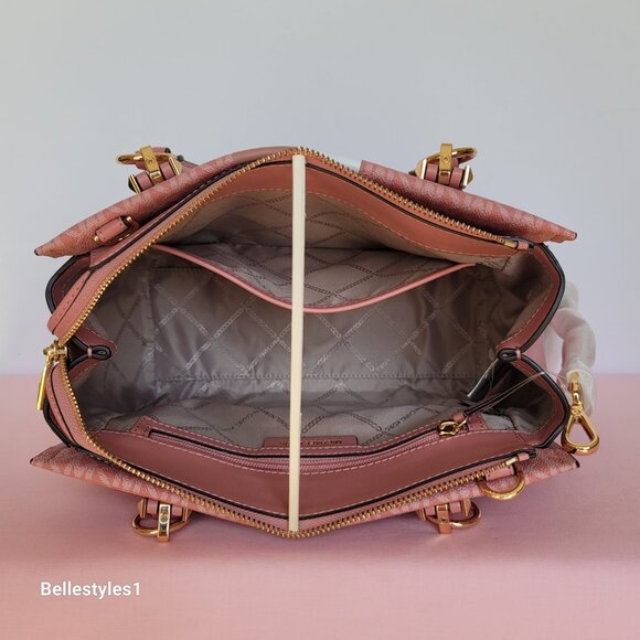 MICHAEL KORS Marilyn Medium Signature Logo Satchel-Sunrise Rose Multi ⭐ - Picture 13 of 16